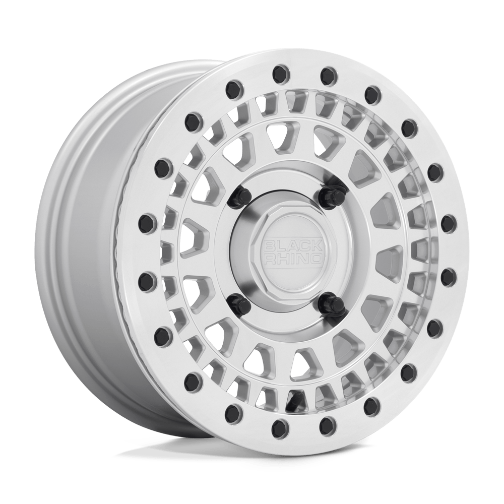 Black Rhino Powersports Parker UTV Beadlock 14x7 4x110 51 80.2 Silver With Mirror Cut Face