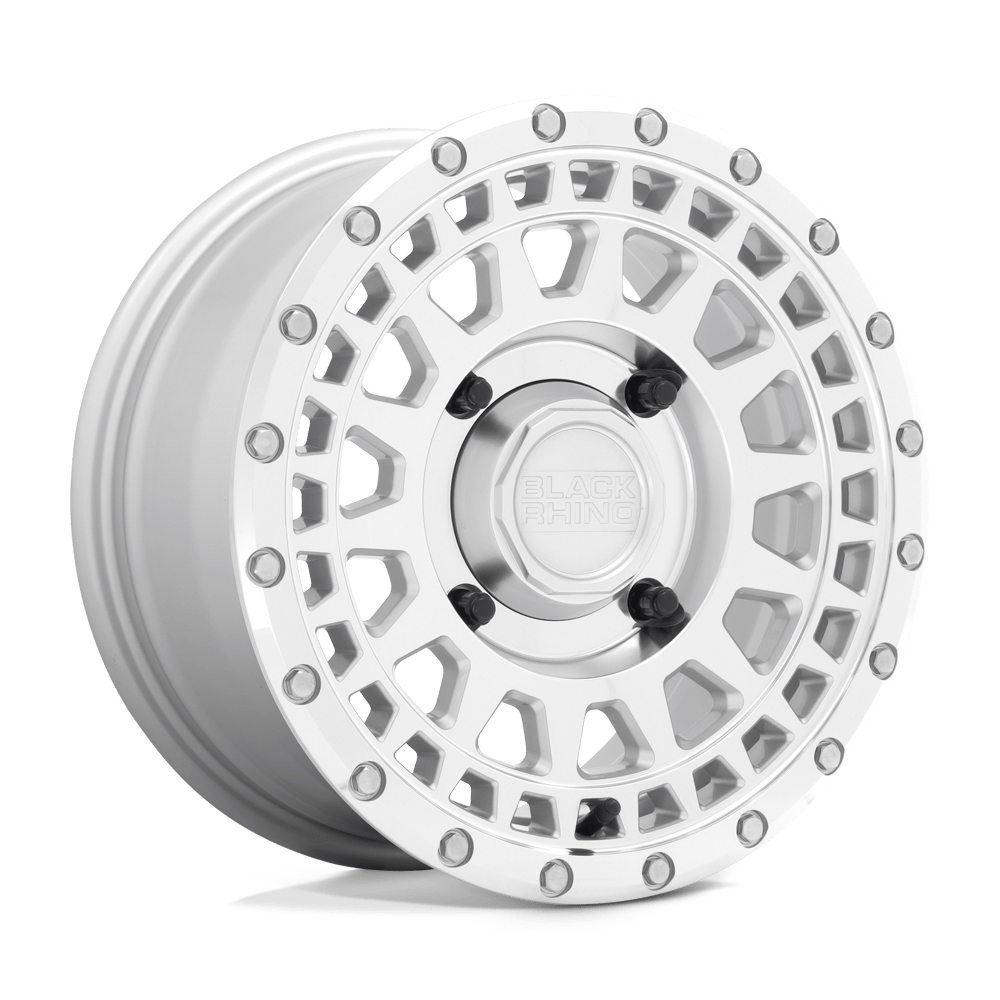 Black Rhino Powersports Parker UTV 14x7 4x156 51 132 Silver With Mirror Cut Face