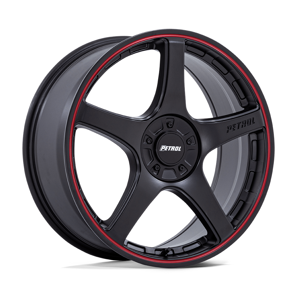 Petrol Pe003 P2e 18x8 5x108 / 5x114.3 40 72.56 Matte Black Red Lip