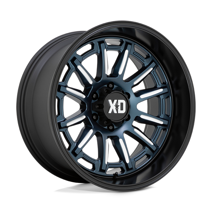 XD Wheels Xd865 Phoenix 20x9 6x139.7 0 106.1 Bleu métallisé fraisé avec lèvre noire