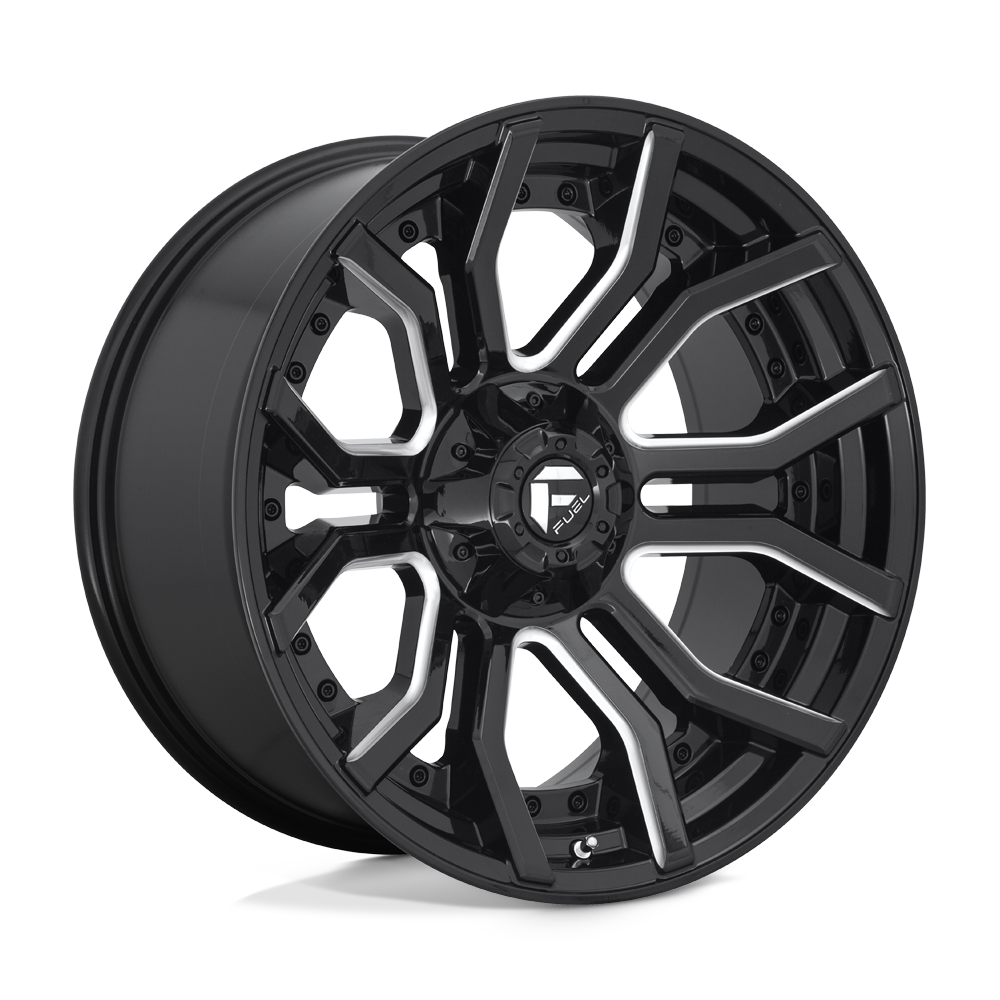 CARBURANT TOUT-TERRAIN D711 RAGE 20X10 6X135 / 6X139.7 -18 106.1 NOIR BRILLANT FRAISÉ