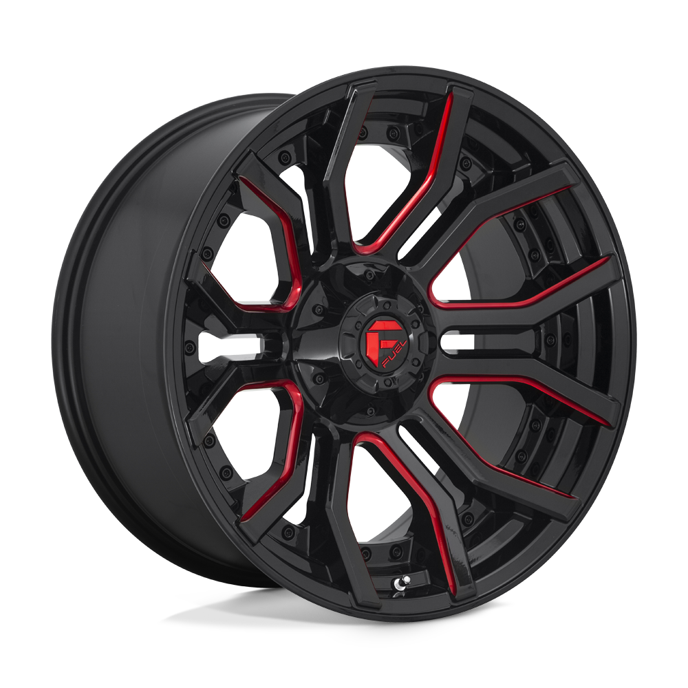 CARBURANT TOUT-TERRAIN D712 RAGE 20X10 6X135 / 6X139.7 -18 106.1 NOIR BRILLANT ROUGE TEINTÉ CLAIRE