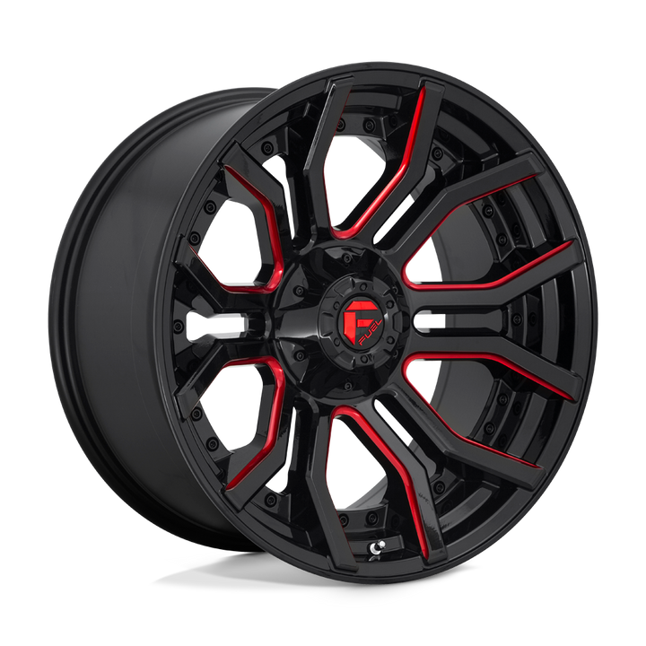 CARBURANT TOUT-TERRAIN D712 RAGE 20X10 6X135 / 6X139.7 -18 106.1 NOIR BRILLANT ROUGE TEINTÉ CLAIRE