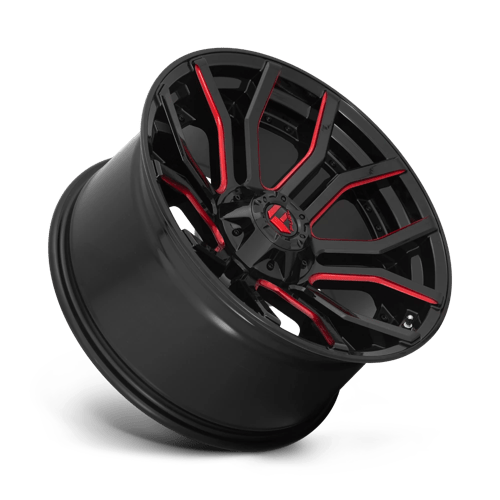 CARBURANT TOUT-TERRAIN D712 RAGE 20X10 6X135 / 6X139.7 -18 106.1 NOIR BRILLANT ROUGE TEINTÉ CLAIRE
