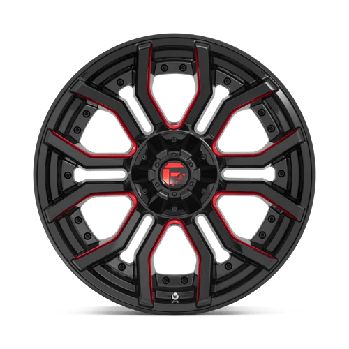 CARBURANT TOUT-TERRAIN D712 RAGE 20X10 6X135 / 6X139.7 -18 106.1 NOIR BRILLANT ROUGE TEINTÉ CLAIRE