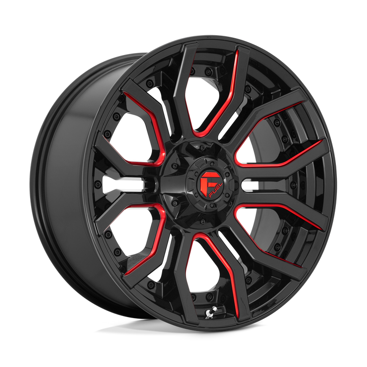 CARBURANT TOUT-TERRAIN D712 RAGE 20X9 5X127 / 5X139.7 1 87.1 NOIR BRILLANT ROUGE TEINTÉ CLAIRE