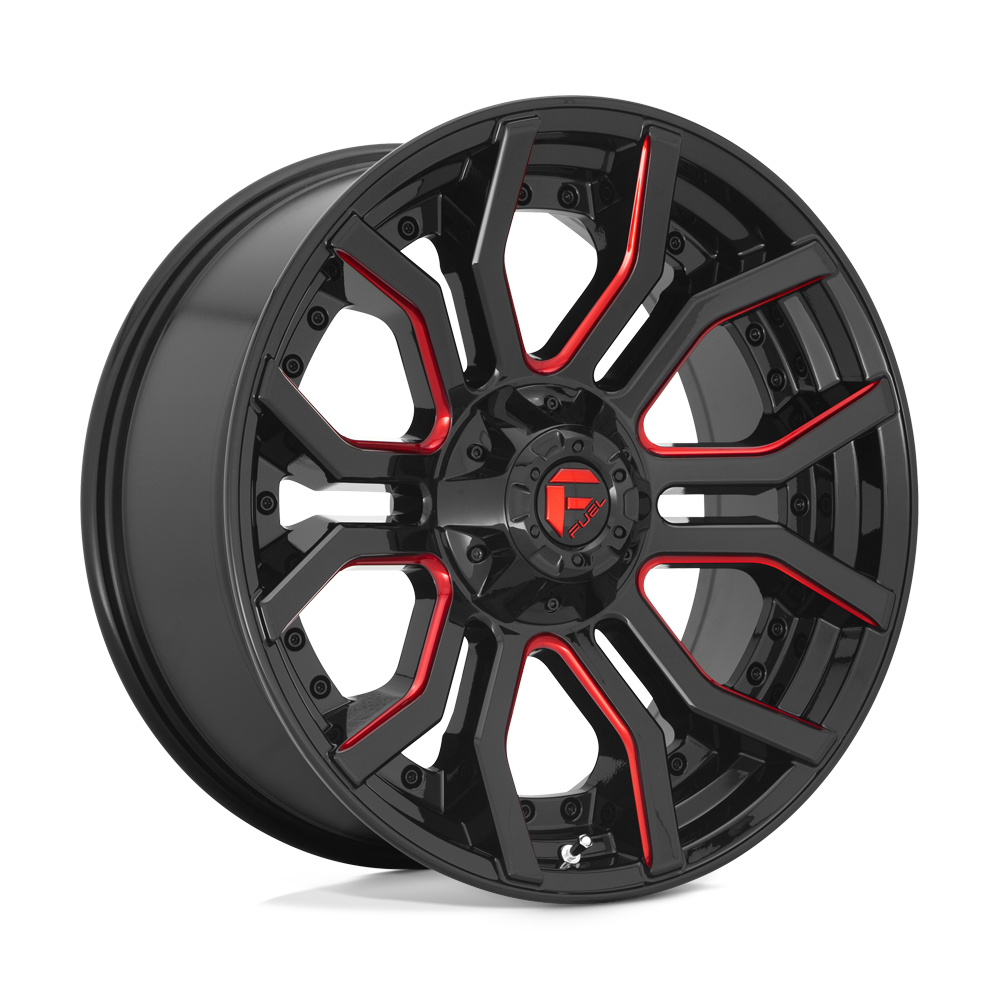 CARBURANT TOUT-TERRAIN D712 RAGE 20X9 6X135 / 6X139.7 1 106.1 NOIR BRILLANT ROUGE TEINTÉ CLAIR