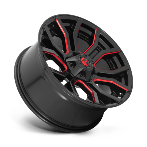 CARBURANT TOUT-TERRAIN D712 RAGE 20X10 5X127 / 5X139.7 -18 87.1 NOIR BRILLANT ROUGE TEINTÉ CLAIRE