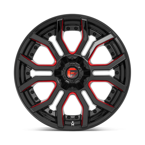 CARBURANT TOUT-TERRAIN D712 RAGE 20X9 5X127 / 5X139.7 1 87.1 NOIR BRILLANT ROUGE TEINTÉ CLAIRE