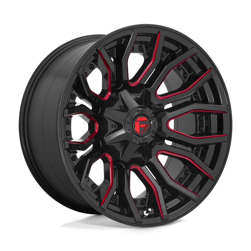 CARBURANT TOUT-TERRAIN D712 RAGE 20X10 8X180 -18 124.2 NOIR BRILLANT ROUGE TEINTÉ CLAIRE