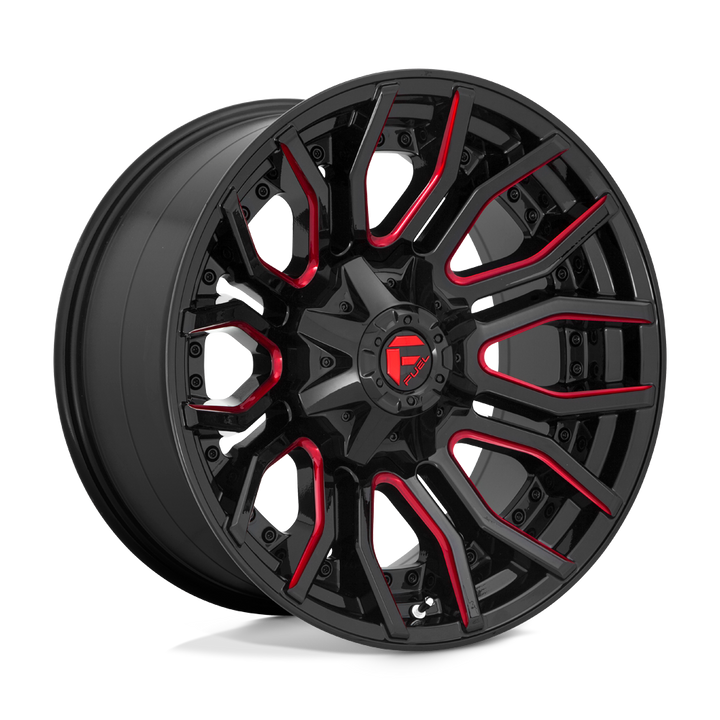 CARBURANT TOUT-TERRAIN D712 RAGE 20X10 8X180 -18 124.2 NOIR BRILLANT ROUGE TEINTÉ CLAIRE