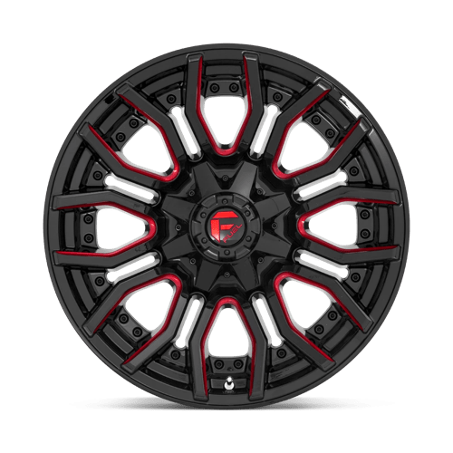 CARBURANT TOUT-TERRAIN D712 RAGE 20X10 8X180 -18 124.2 NOIR BRILLANT ROUGE TEINTÉ CLAIRE
