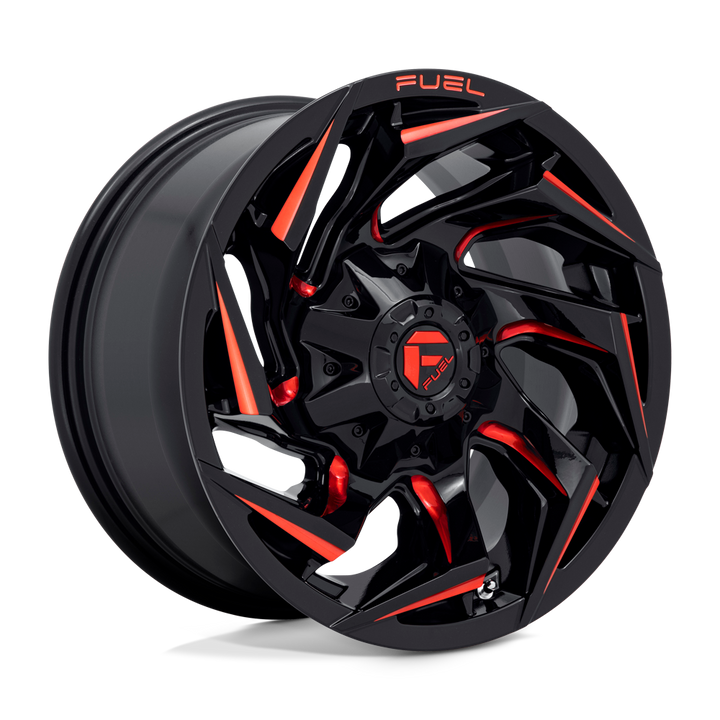 CARBURANT TOUT-TERRAIN D755 REACTION 20X9 6X120 8 67.06 NOIR BRILLANT FRAISÉ TEINTÉ ROUGE