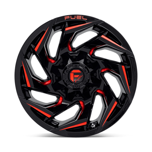 CARBURANT TOUT-TERRAIN D755 REACTION 18X9 6X135 / 6X139.7 -12 106.1 NOIR BRILLANT FRAISÉ TEINTÉ ROUGE