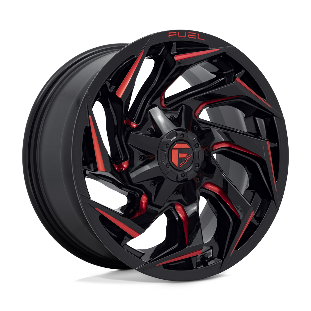 CARBURANT TOUT-TERRAIN D755 REACTION 18X9 6X135 / 6X139.7 1 106.1 NOIR BRILLANT FRAISÉ TEINTÉ ROUGE