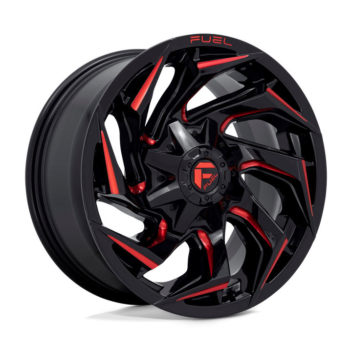 CARBURANT TOUT-TERRAIN D755 REACTION 18X9 6X135 / 6X139.7 1 106.1 NOIR BRILLANT FRAISÉ TEINTÉ ROUGE