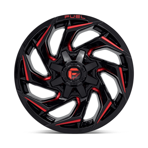 CARBURANT TOUT-TERRAIN D755 REACTION 18X9 6X135 / 6X139.7 1 106.1 NOIR BRILLANT FRAISÉ TEINTÉ ROUGE
