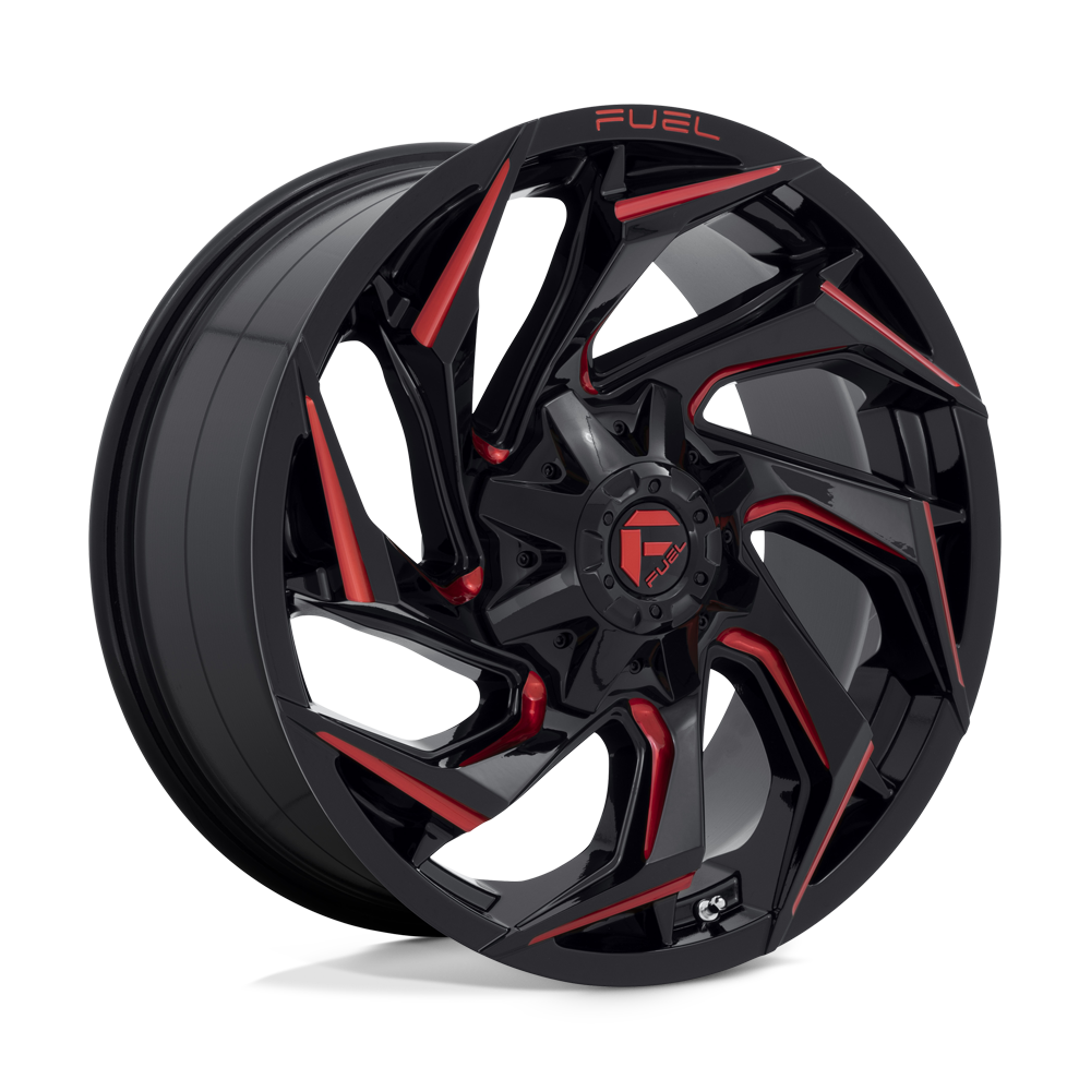 CARBURANT TOUT-TERRAIN D755 REACTION 20X9 8X180 20 124,2 NOIR BRILLANT FRAISÉ AVEC TEINTE ROUGE