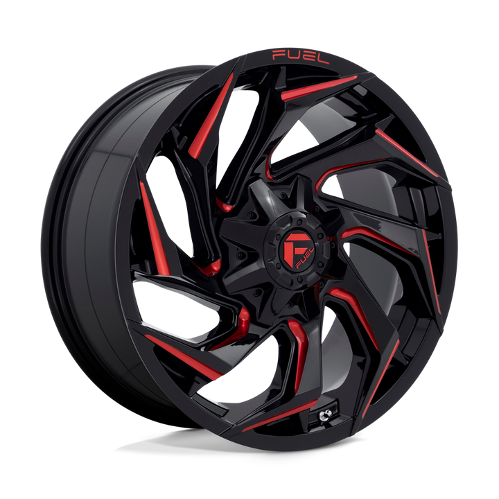 CARBURANT TOUT-TERRAIN D755 REACTION 20X9 8X180 20 124,2 NOIR BRILLANT FRAISÉ AVEC TEINTE ROUGE