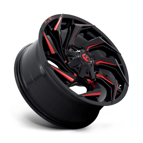 CARBURANT TOUT-TERRAIN D755 REACTION 20X9 8X180 20 124,2 NOIR BRILLANT FRAISÉ AVEC TEINTE ROUGE