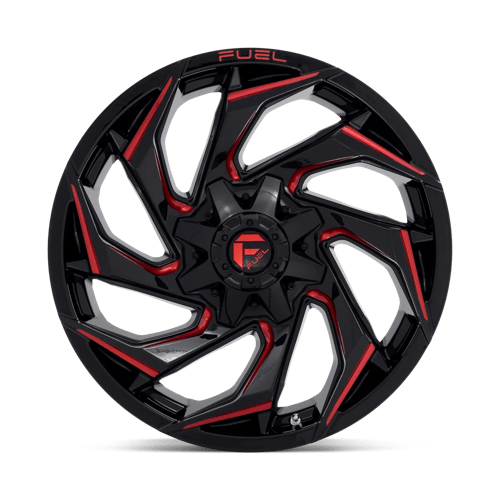 CARBURANT TOUT-TERRAIN D755 REACTION 20X9 8X180 20 124,2 NOIR BRILLANT FRAISÉ AVEC TEINTE ROUGE