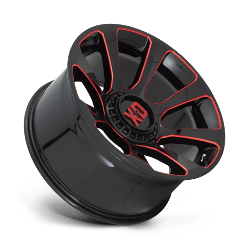 XD Wheels Xd854 Reactor 20x10 5x139.7 / 5x150 -18 110.1 Noir Brillant Fraisé Avec Teinte Rouge