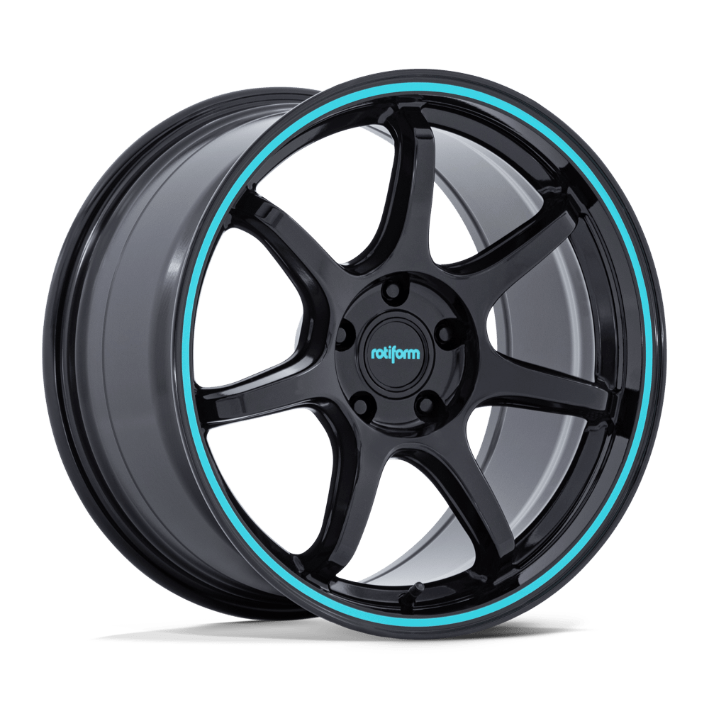 Rotiform Rc208 Bpu 18x8.5 5x114.3 45 72.56 Gloss Black Teal Stripe