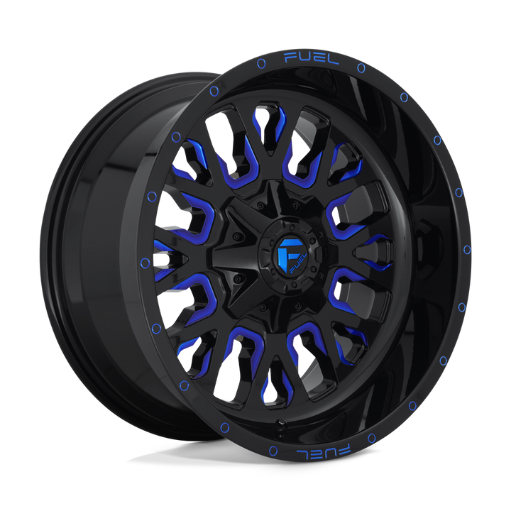 CARBURANT TOUT-TERRAIN D645 COURSE 18X9 6X135 / 6X139.7 -12 106.1 NOIR BRILLANT BLEU TEINTÉ CLAIR