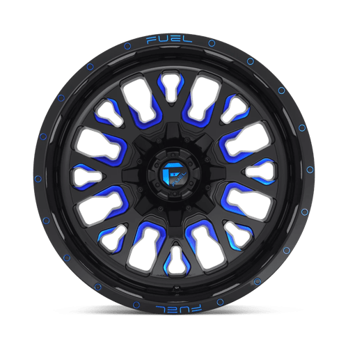 CARBURANT TOUT-TERRAIN D645 COURSE 20X10 8X165.1 -18 125.1 NOIR BRILLANT BLEU TEINTÉ CLAIR