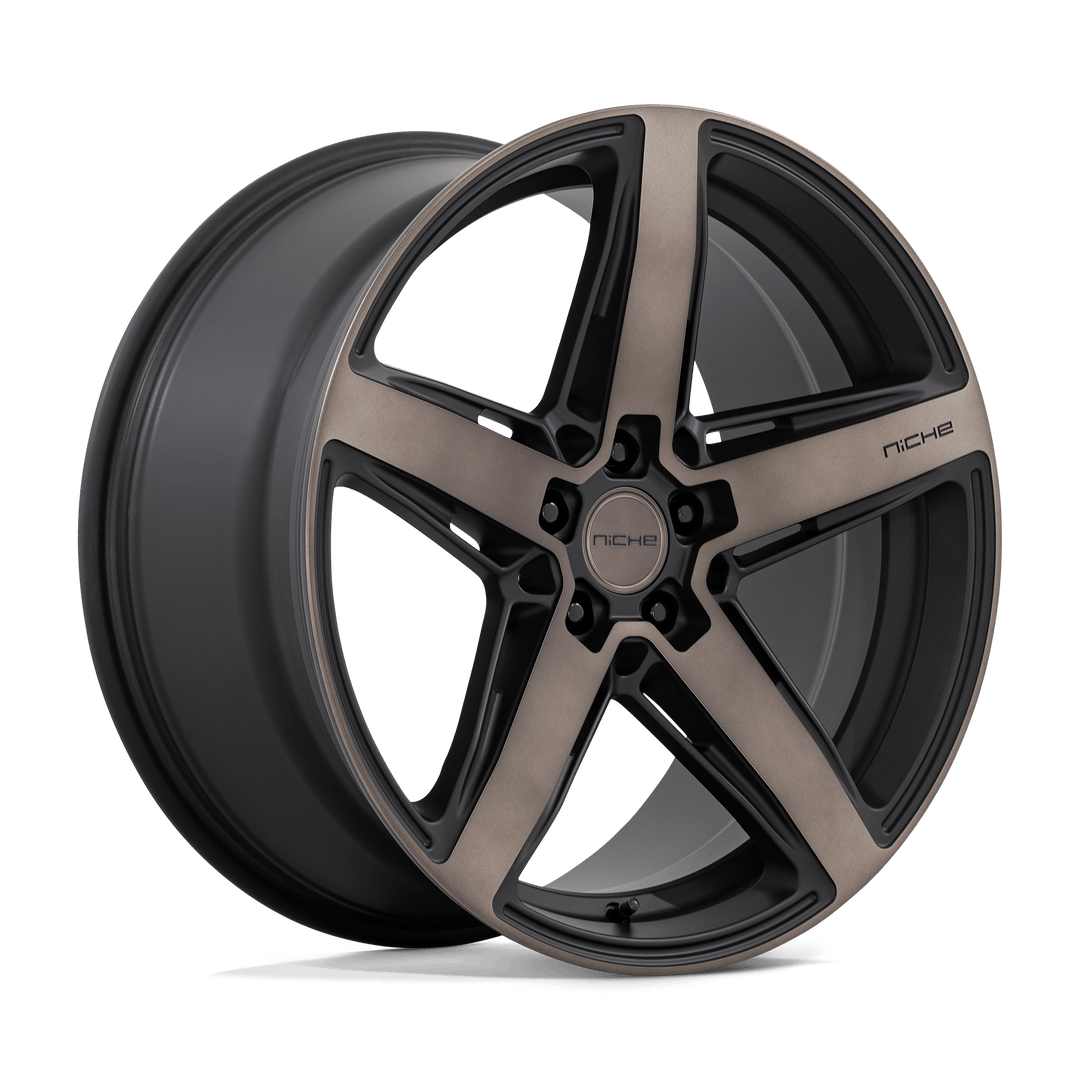 Niche 1pc M271 Teramo 20x11 5x114.3 45 72.56 Matte Black With Double Dark Tint Face
