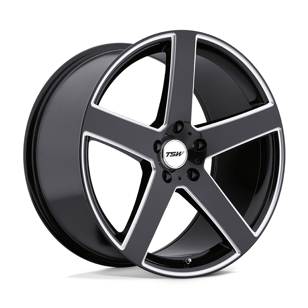 TSW Rivage 20x10 5x120 25 76.1 Gloss Black W/ Milled Spoke