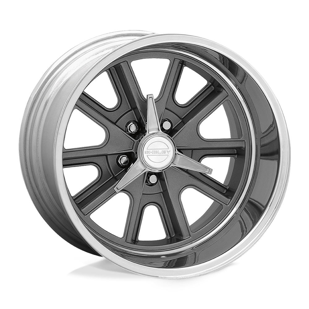 American Racing Vintage Vn427 Shelby Cobra 15x8 5x120.65 -19 72.56 Canon deux pièces Mag Grey Center poli