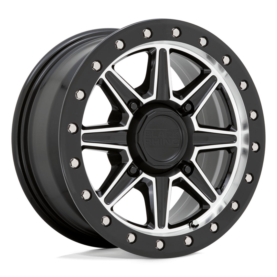 Black Rhino Powersports Webb UTV 14x7 4x137 51 106.1 Gloss Black With Machined Face