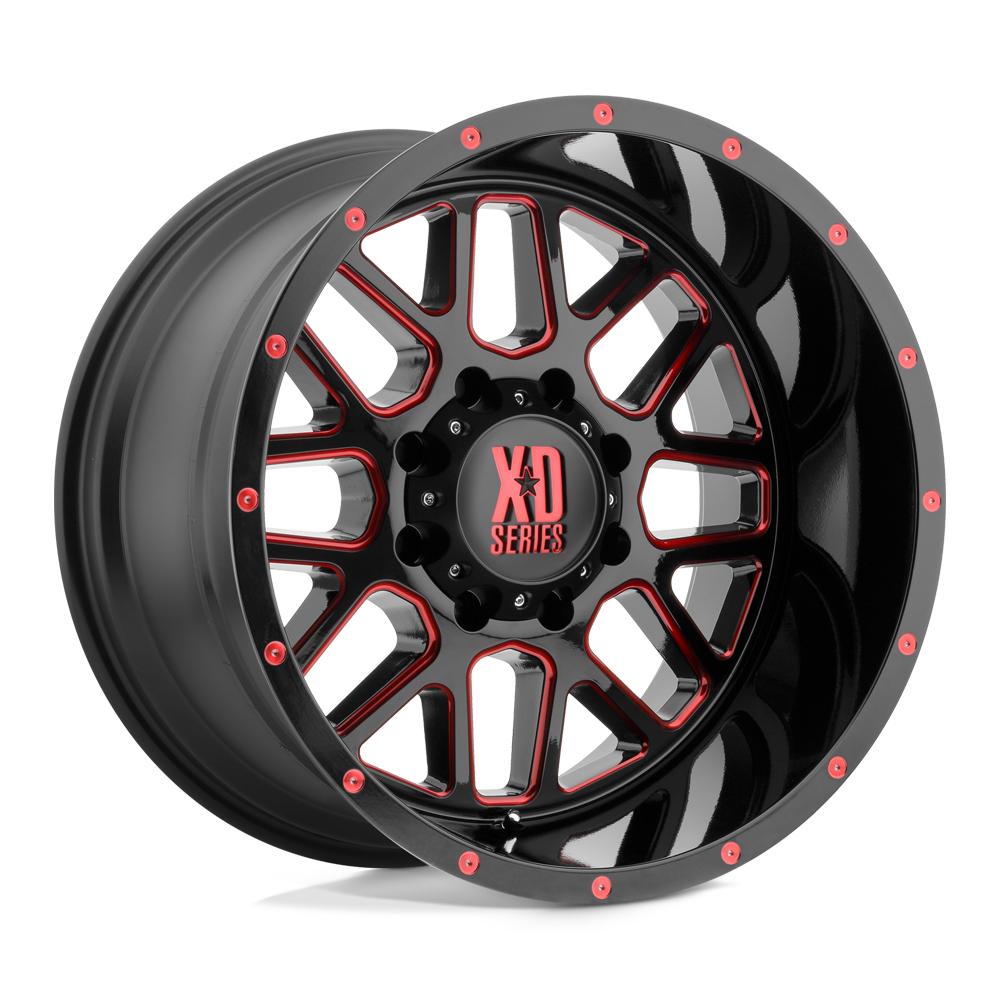 XD Wheels Xd820 Grenade 20x9 6x135 0 87.1 Noir satiné fraisé avec couche transparente rouge