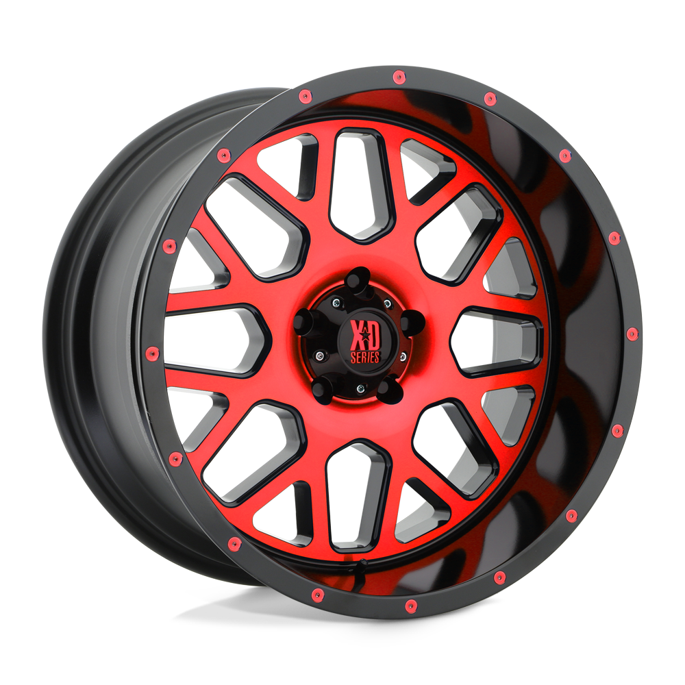 XD Wheels Xd820 Grenade 20x10 5x127 -24 78.1 Face usinée noir satiné avec couche transparente teintée rouge