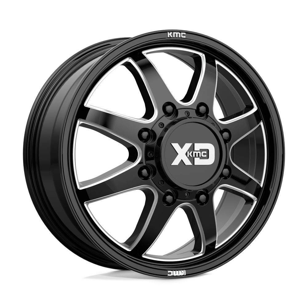 XD Wheels Xd845 Pike Dually 22x8.25 8x165.1 105 117 Noir Brillant Fraisé - Avant