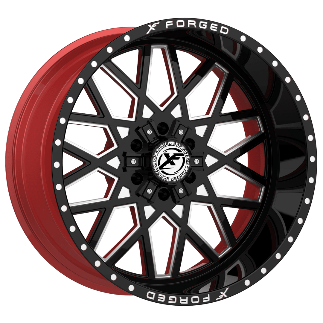 XF Offroad XFX-307 24x12 6x135 / 6x139.7 -44 106.4 Gloss Black Milled W/Red Inner
