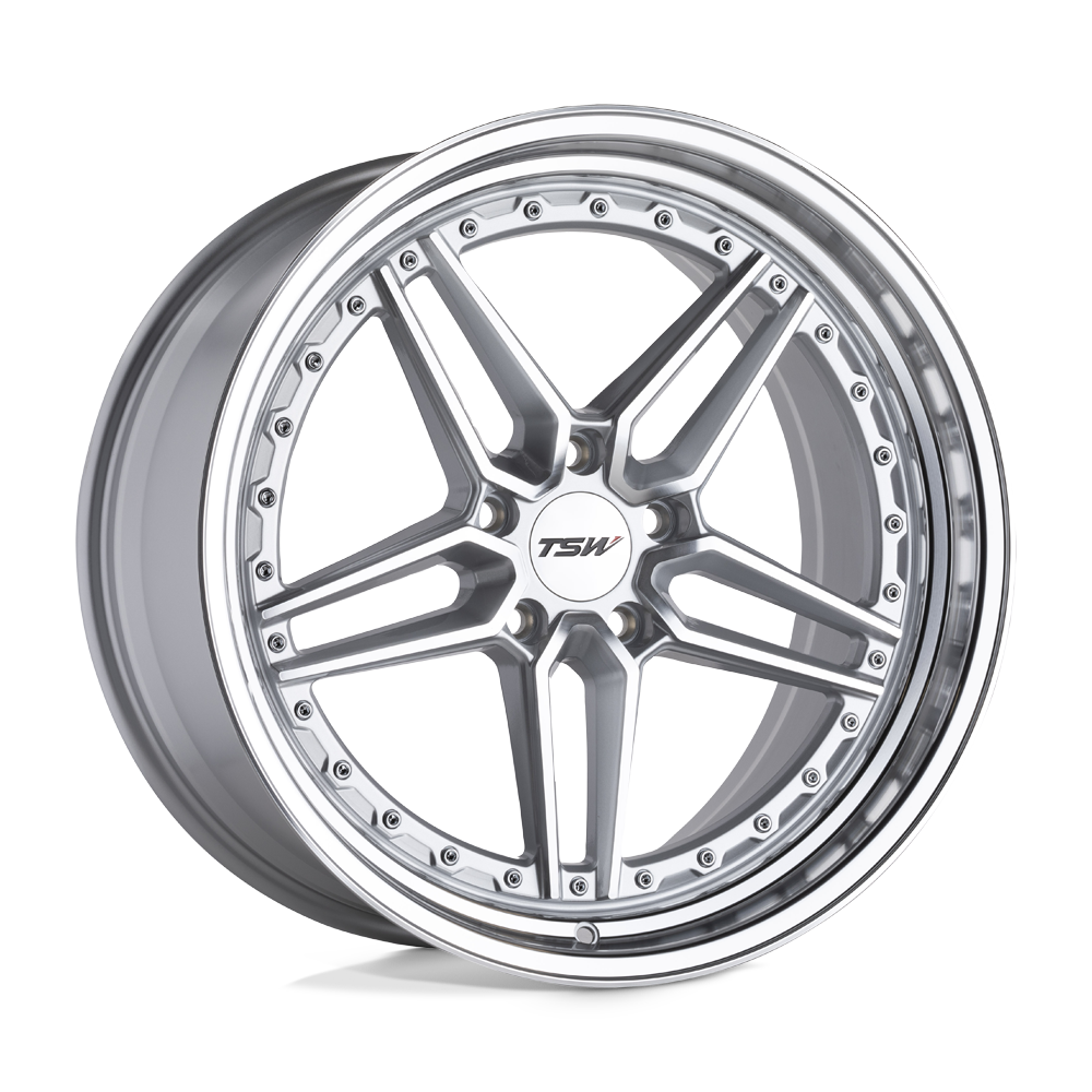 TSW Ascari 20x10.5 5x120 25 76.1 Silver w/mirror Cut Face & Lip