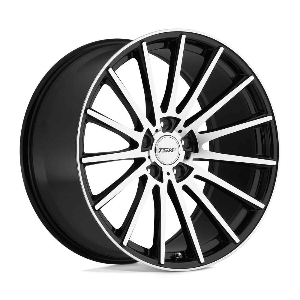 TSW CHICANE 19X8.5 5X112 43 72.1 NOIR BRILLANT AVEC FACE MIROIR