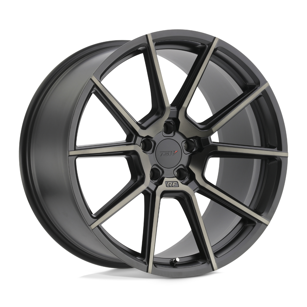 TSW CHRONO 19X9.5 5X120 39 76.1 NOIR MAT AVEC FACE MACHINE ET TEINTE FONCÉE