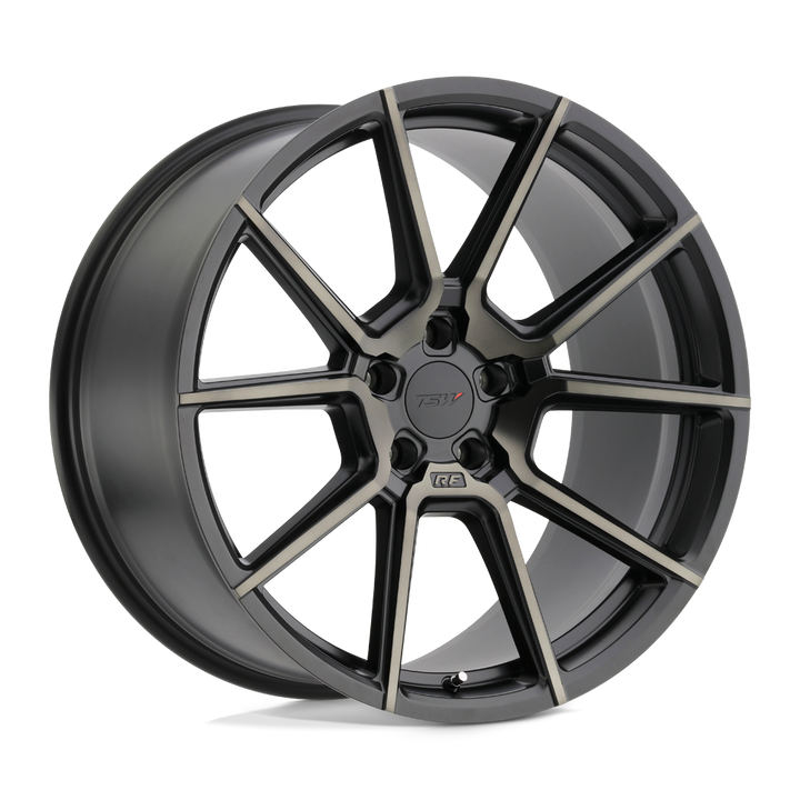 TSW CHRONO 19X9.5 5X120 39 76.1 NOIR MAT AVEC FACE MACHINE ET TEINTE FONCÉE