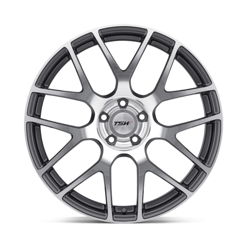 TSW Nurburgring 21x10.5 5x114.3 50 76.1 Gunmetal avec face coupée miroir