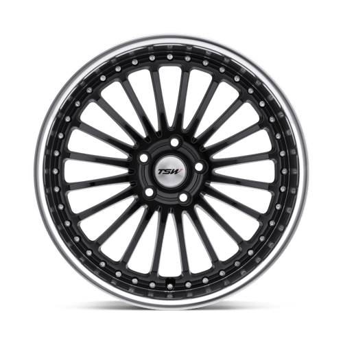 TSW SILVERSTONE 19X8 5X114.3 40 76.1 NOIR BRILLANT AVEC LÈVRE COUPÉE MIROIR