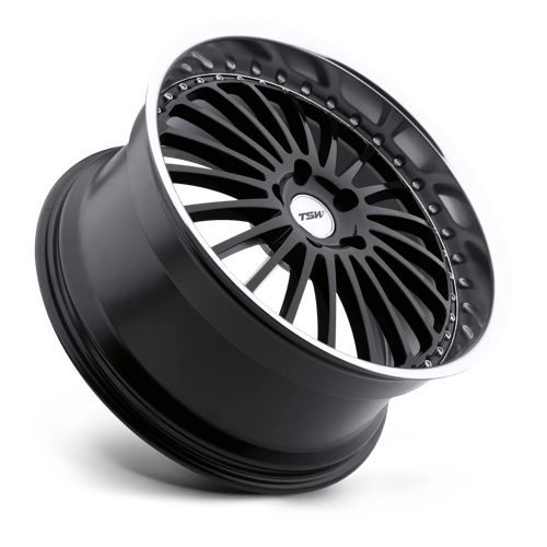 TSW SILVERSTONE 19X8 5X114.3 40 76.1 NOIR BRILLANT AVEC LÈVRE COUPÉE MIROIR