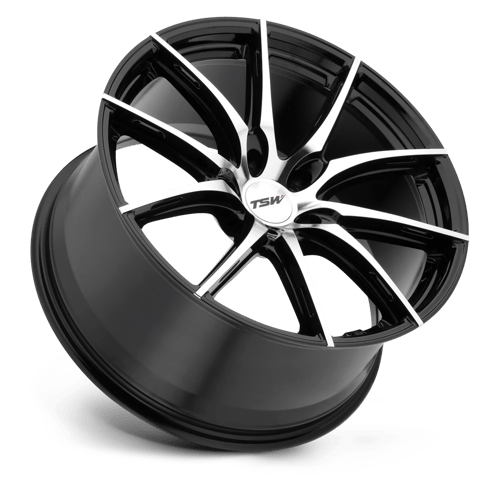 TSW SPRINT 19X8.5 5X112 32 72.1 NOIR BRILLANT AVEC FACE COUPE MIROIR