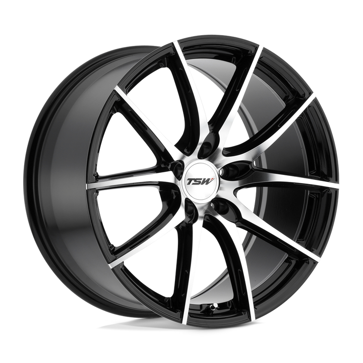 TSW SPRINT 19X8.5 5X112 32 72.1 NOIR BRILLANT AVEC FACE COUPE MIROIR