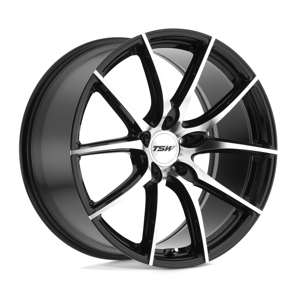 TSW Sprint 20x8.5 5x108 40 72.1 Noir brillant avec face coupée miroir
