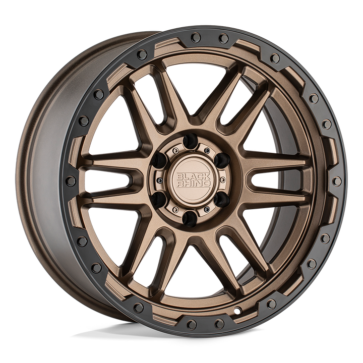 Black Rhino Apache 18x9 6x139.7 -18 112.1 Bronze Mat avec Anneau Noir et Boulons Noirs