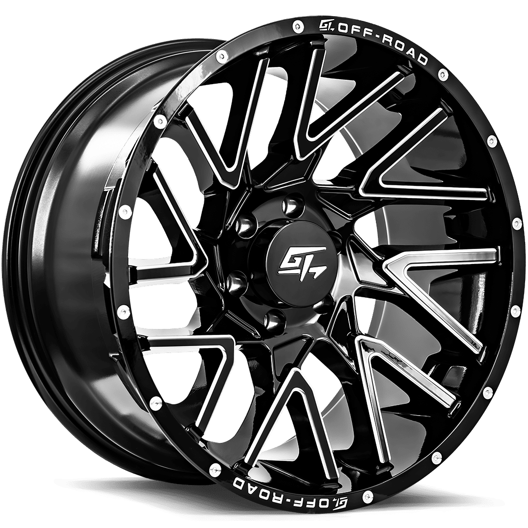 GT Offroad Aggression 17x9 8x180 12 125.2 Gloss Black Milled