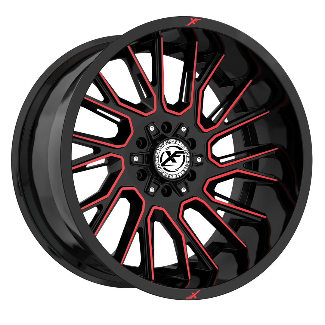 XF Offroad XF-230 22x10 6x135 / 6x139.7 -24 106.4 Gloss Black Machined Red